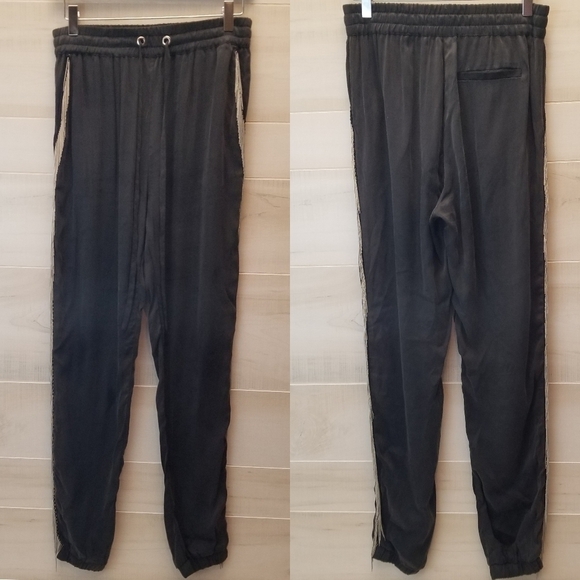 Zoe Karssen Black Track Pants with Silver Fringe - Picture 2 of 13